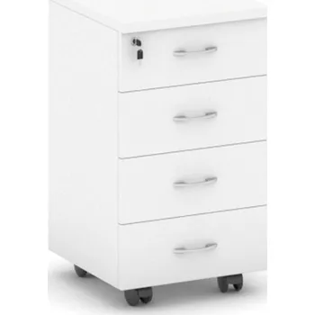 Zásuvkový kontejner Kancelářský mobilní kontejner MIRELLI, 4 zásuvky, bílá