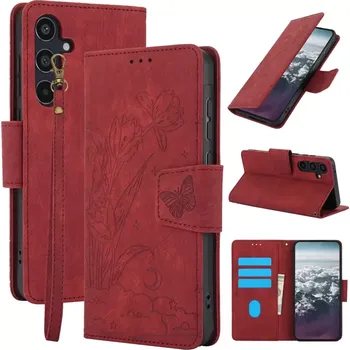 Pouzdro na mobilní telefon AxyzCase Flowers knížkové pouzdro na mobil Samsung Galaxy A15 LTE - červené