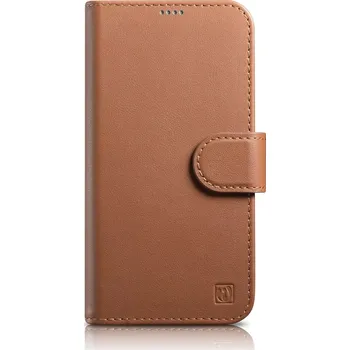 Pouzdro na mobilní telefon iCarer Wallet Case 2in1 pouzdro iPhone 14 skórzany , knížkové se stojánkem Anti-RFID hnědá (WMI14220725-BN)