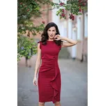 KARTES MODA šaty dámské KM66-4 s volánkem na svatbu 36 bordó