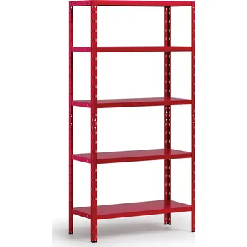 Dílenský regál Policový regál 1800x900x400 mm, 5 polic, nosnost police 70 kg, červený