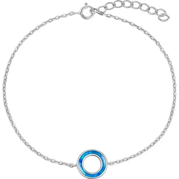 Náramek 4U Dámský stříbrný náramek kroužek s modrým opálem