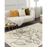 Koberec Béžová a Černá Bavlna 160 x 230 cm Minimalistický všívaný Květinový Vzor Obývací pokoj Ložnice Beliani