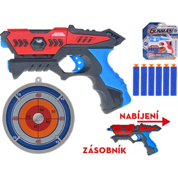 Mikro trading Pistole - 21 cm - s pěnovými náboji 6 ks a terčem