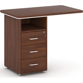 Zásuvkový kontejner Přístavný stůl se zásuvkovým kontejnerem ARRISTO LUX, 3 zásuvky, levý, 1000 mm, ořech