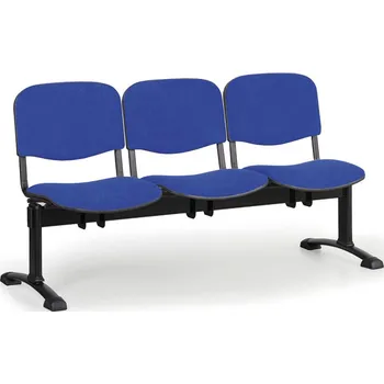 Čalouněná lavice do čekáren VIVA, 3-sedák, modrá, černé nohy
