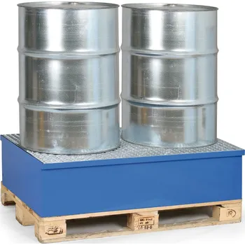 Nářadí na výměnu oleje Kovona Modrá záchytná vana s roštem pro 2 sudy, objem 240 L