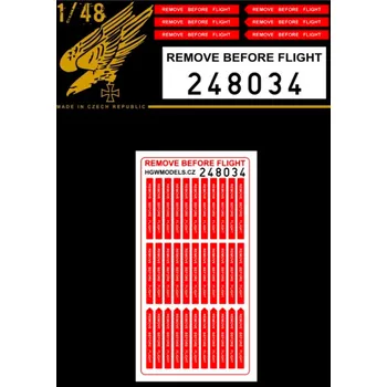 Plastikový model HGW 1/48 Remove Before Flight (double-sided)