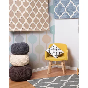 Koberec Koberec béžová bílá vlna bavlna 160 x 230 cm krátký vlas marocký vzor ručně všívaný obdélníkový Beliani