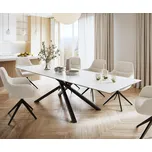 DELIFE Jídelní stůl Edge 300x100 cm keramika Laminam® Statuarietto bílá středová noha kříž černá