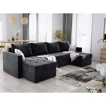 Sedací souprava Rozkládací rohová sedačka SATIMA U tmavě šedá