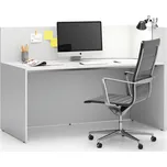 PLAN Kancelářská sestava single s paravánem SEGMENT, pravá, bílá/bílá
