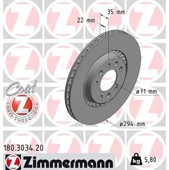 Brzdový kotouč Brzdový kotouč ZIMMERMANN 180.3034.20