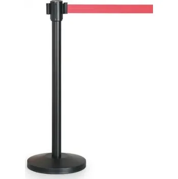 Plotový sloupek Zahrazovací sloupek se samonavíjecím pásem, černá/červená