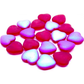 Korálek CZ Skleněné korálky srdíčka 15x16mm červená, transparentní - 5ks