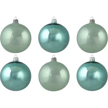 Vánoční dekorace Set baněk v mint barvách