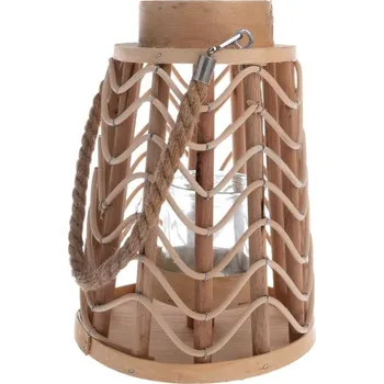 Bytová dekorace Casa de Engel Dřevěná lucerna se sklem natur