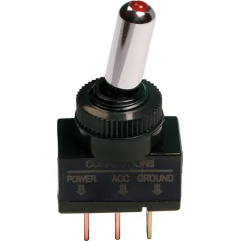 přepínač Přepínač páčkový 2 polohy 12/24V 20A ON/OFF s LED červenou Vypínač páčkový ON/OFF 12/24V 20A Led červená Lampa Italy