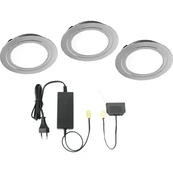 Lampička Evotec Kulatý LED reflektor Cubic 55 v sadě 3 kusů - Výška s montážním kroužkem 1,5 cm nerezová ocel, opál 3 x 4 W LED - Doprava zdarma