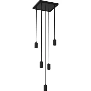 SEGULA Madox Square 5X Wave závěsné černá E27 - výška baldachýnu 2,5 cm 5 x 60 W - Doprava zdarma