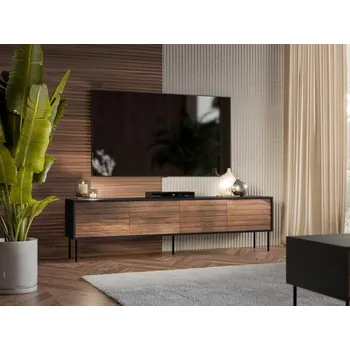 Televizní stolek TV Stolek/skříňka Heprano 200 4D, Barva: černá / ořech warnia MIRJAN 5903211349843