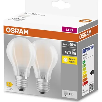 Lampička OSRAM LED žárovka E27 4W 827 Classic A GLFR matná 2 ks