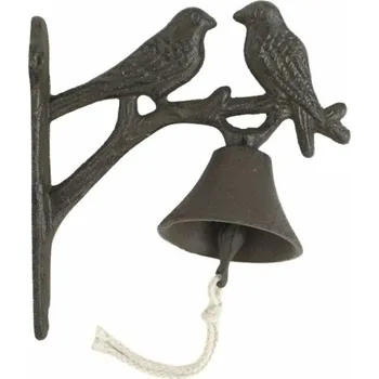 Domovní zvonek Litinový zvonek Ptáčci, 18,5 cm, hnědá