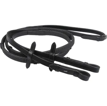 QHP Otěže Rubber QHP, 125/140 cm, černé FULL