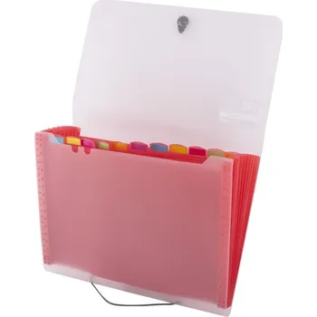 Aktovka na dokumenty Aktovka s přihrádkami D.RECT 5540, A4, 12 přihrádek, mix barev Barva: Červená