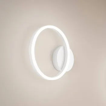 Lampička Fabas Luce LED nástěnné světlo Giotto, jeden zdroj, bílá - Ø osvětlovacího prvku 30 cm bílé LED celkem 18 W - Doprava zdarma