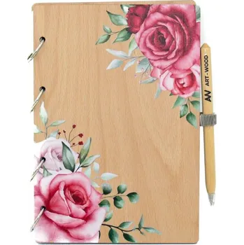 Zápisník art-wood.cz Dřevěný zápisník s věnováním A5 - růže Druh papíru: Bez linek