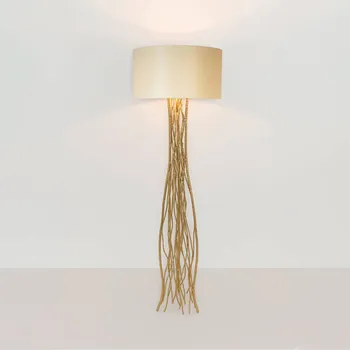 Lampička Holländer Stojací lampa Capri, zlatá/ecru, výška 155 cm, kované železo zlaté barvy, ecru 1 x 25 W LED - Doprava zdarma