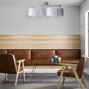 Näve Stropní světlo Tilde 4 textilní stínidla šedá/bílá - stínidla - Ø 15 cm, výška 16,5 cm šedý, bílý 4 x 40 W - Doprava zdarma