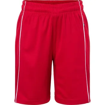 Chlapecké kraťasy James&Nicholson Dětské sportovní kraťasy JN387K Red-White M (122/128)