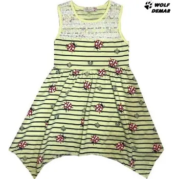 Dívčí oblečení Dětské dívčí šaty s beruškami Kugo K9823 žlutá