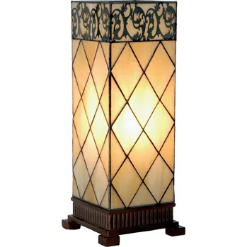 Osvětlení Clayre&Eef Stolní lampa Diamond v Tiffany stylu 45 cm krémová, tmavě hnědá 1 x 40 W - Doprava zdarma