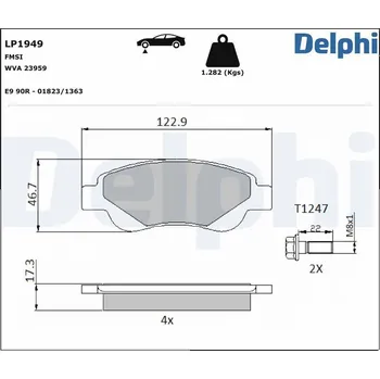 Brzdová destička Sada brzdových destiček, kotoučová brzda DELPHI LP1949