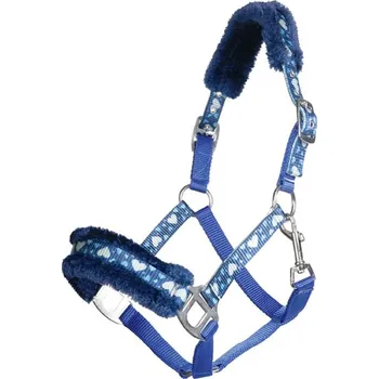 Jezdectví Ohlávka s beránkem Heart HKM, modrá, Shetty