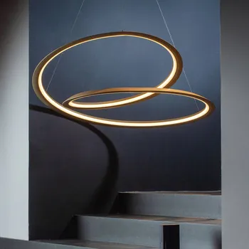 Závěsné svítidlo Nemo Kepler 2 700K Down Ø84cm zlatá - Stříška - výška 4 cm, Ø 25 cm zlatě lakované LED 77 W celkem - Doprava zdarma