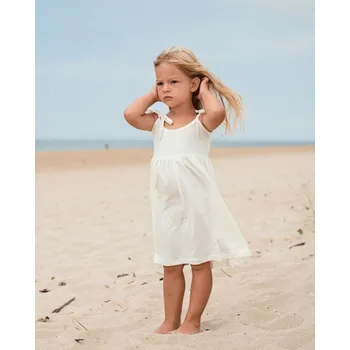 Dívčí šaty Dětské šaty s kapsami, vázání na ramenou, smetanové 98
