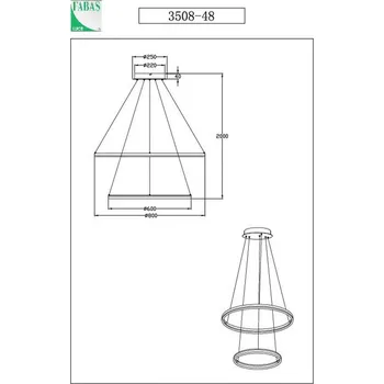 Fabas Luce Závěsné svítidlo Giotto LED, Ø 80 cm, 2 světla, černé - Stříška - Ø 25 cm, výška 4 cm, Ø menšího kroužku 60 cm černá 1 x 37 W LED + 1 x 28 W LED - Doprava zdarma