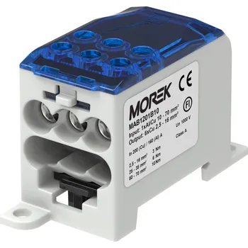 Rozvaděč MOREK Distribuční blok OJL 200A, vstup 1xAl/Cu70mm², výstup 6x16mm² modrý MAB1201B10