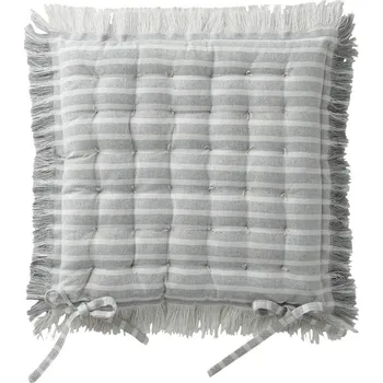 Potah na židli Blancheporte Sada 2 pruhovaných podsedáků na židli s třásněmi perlově šedá