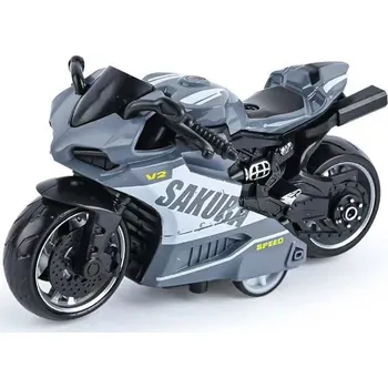 autíčko Silniční motorka na zpětný chod 9 cm Barva: Šedá