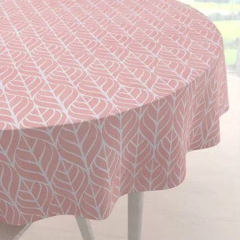 ubrus Bavlněný kulatý ubrus Sandra SA-211 Listy na starorůžovém Ø 100 cm