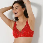 Blancheporte Podprsenka s překřížením, potiskem květin a výšivkou Olbia, bez kostic paprika 75B