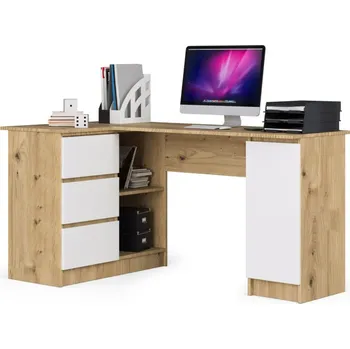 Počítačový stůl Počítačový stůl B20 155 cm, levá, dub artisan/bílá