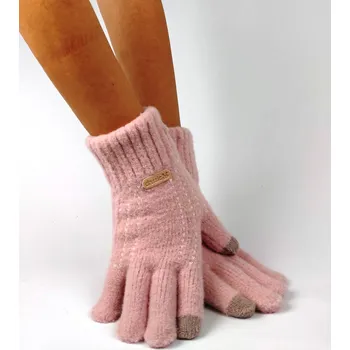 Rukavice Prstové rukavice vhodné pro dotykové displeje růžová, VELIKOST UNI