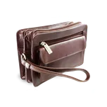 Arwel Hnědá kožená dvouzipová etue 611-1080-40