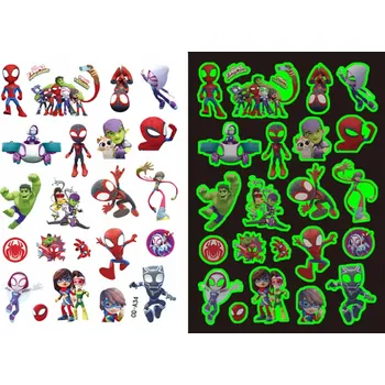 Odstranitelné tetování Dětské dočasné tetování - SVÍTÍCÍ VE TMĚ - SPIDER MAN - (Spidey and his amazing friends) 4 (Značka: TAKARA TOMY)